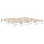 vidaXL Pat cu bibliotecă fără saltea, alb, 180x200 cm, lemn masiv vidaXL Pat cu bibliotecă fără saltea, alb, 180x200 cm, lemn masiv
