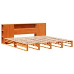 vidaXL Pat cu bibliotecă fără saltea maro ceruit 200x200 cm lemn masiv vidaXL Pat cu bibliotecă fără saltea maro ceruit 200x200 cm lemn masiv