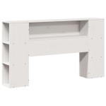 vidaXL Pat cu bibliotecă fără saltea, alb, 120x190 cm, lemn masiv vidaXL Pat cu bibliotecă fără saltea, alb, 120x190 cm, lemn masiv