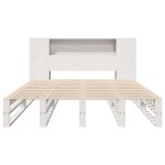 vidaXL Pat cu bibliotecă fără saltea, alb, 120x190 cm, lemn masiv vidaXL Pat cu bibliotecă fără saltea, alb, 120x190 cm, lemn masiv