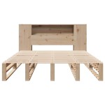vidaXL Pat cu bibliotecă fără saltea, 135x190 cm, lemn masiv vidaXL Pat cu bibliotecă fără saltea, 135x190 cm, lemn masiv