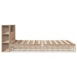 vidaXL Pat cu bibliotecă fără saltea, 135x190 cm, lemn masiv vidaXL Pat cu bibliotecă fără saltea, 135x190 cm, lemn masiv