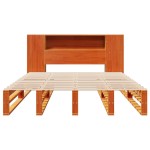 vidaXL Pat cu bibliotecă fără saltea maro ceruit 135x190 cm lemn masiv