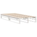 vidaXL Pat cu bibliotecă fără saltea, alb, 100x200 cm, lemn masiv vidaXL Pat cu bibliotecă fără saltea, alb, 100x200 cm, lemn masiv