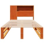 vidaXL Pat cu bibliotecă fără saltea, maro, 100x200 cm, lemn masiv vidaXL Pat cu bibliotecă fără saltea, maro, 100x200 cm, lemn masiv