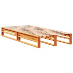 vidaXL Pat cu bibliotecă fără saltea, maro, 100x200 cm, lemn masiv vidaXL Pat cu bibliotecă fără saltea, maro, 100x200 cm, lemn masiv
