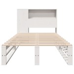 vidaXL Pat cu bibliotecă fără saltea, alb, 75x190 cm, lemn masiv vidaXL Pat cu bibliotecă fără saltea, alb, 75x190 cm, lemn masiv