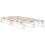 vidaXL Pat cu bibliotecă fără saltea, alb, 75x190 cm, lemn masiv vidaXL Pat cu bibliotecă fără saltea, alb, 75x190 cm, lemn masiv