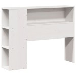 vidaXL Pat cu bibliotecă fără saltea, alb, 75x190 cm, lemn masiv vidaXL Pat cu bibliotecă fără saltea, alb, 75x190 cm, lemn masiv