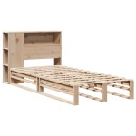 vidaXL Pat cu bibliotecă fără saltea, 90x190 cm, lemn masiv vidaXL Pat cu bibliotecă fără saltea, 90x190 cm, lemn masiv