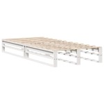 vidaXL Pat cu bibliotecă fără saltea, alb, 90x200 cm, lemn masiv vidaXL Pat cu bibliotecă fără saltea, alb, 90x200 cm, lemn masiv