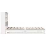 vidaXL Pat cu bibliotecă fără saltea, alb, 90x200 cm, lemn masiv vidaXL Pat cu bibliotecă fără saltea, alb, 90x200 cm, lemn masiv