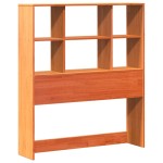 vidaXL Pat cu bibliotecă fără saltea, maro, 90x200 cm, lemn masiv vidaXL Pat cu bibliotecă fără saltea, maro, 90x200 cm, lemn masiv