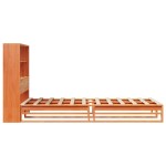 vidaXL Pat cu bibliotecă fără saltea, maro, 90x200 cm, lemn masiv vidaXL Pat cu bibliotecă fără saltea, maro, 90x200 cm, lemn masiv