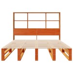 vidaXL Pat cu bibliotecă fără saltea, maro, 120x200 cm, lemn masiv vidaXL Pat cu bibliotecă fără saltea, maro, 120x200 cm, lemn masiv