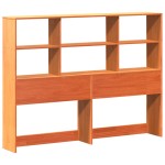 vidaXL Pat cu bibliotecă fără saltea, maro, 120x200 cm, lemn masiv vidaXL Pat cu bibliotecă fără saltea, maro, 120x200 cm, lemn masiv