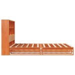 vidaXL Pat cu bibliotecă fără saltea, maro, 120x200 cm, lemn masiv vidaXL Pat cu bibliotecă fără saltea, maro, 120x200 cm, lemn masiv