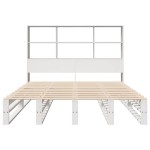vidaXL Pat cu bibliotecă fără saltea, alb, 140x200 cm, lemn masiv