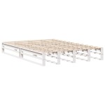 vidaXL Pat cu bibliotecă fără saltea, alb, 140x200 cm, lemn masiv