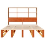 vidaXL Pat cu bibliotecă fără saltea maro ceruit 150x200 cm lemn masiv