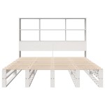vidaXL Pat cu bibliotecă fără saltea, alb, 160x200 cm, lemn masiv vidaXL Pat cu bibliotecă fără saltea, alb, 160x200 cm, lemn masiv