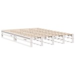vidaXL Pat cu bibliotecă fără saltea, alb, 160x200 cm, lemn masiv vidaXL Pat cu bibliotecă fără saltea, alb, 160x200 cm, lemn masiv
