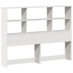 vidaXL Pat cu bibliotecă fără saltea, alb, 160x200 cm, lemn masiv vidaXL Pat cu bibliotecă fără saltea, alb, 160x200 cm, lemn masiv