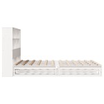 vidaXL Pat cu bibliotecă fără saltea, alb, 160x200 cm, lemn masiv vidaXL Pat cu bibliotecă fără saltea, alb, 160x200 cm, lemn masiv