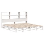 vidaXL Pat cu bibliotecă fără saltea, alb, 180x200 cm, lemn masiv