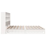 vidaXL Pat cu bibliotecă fără saltea, alb, 180x200 cm, lemn masiv