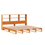 vidaXL Pat cu bibliotecă fără saltea maro ceruit 180x200 cm lemn masiv