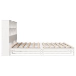 vidaXL Pat cu bibliotecă fără saltea, alb, 200x200 cm, lemn masiv vidaXL Pat cu bibliotecă fără saltea, alb, 200x200 cm, lemn masiv