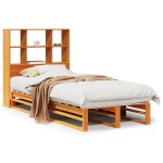 vidaXL Pat cu bibliotecă fără saltea maro ceruit 75x190 cm lemn masiv