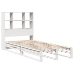 vidaXL Pat cu bibliotecă fără saltea, alb, 90x190 cm, lemn masiv