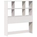 vidaXL Pat cu bibliotecă fără saltea, alb, 90x190 cm, lemn masiv