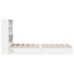 vidaXL Pat cu bibliotecă fără saltea, alb, 90x190 cm, lemn masiv