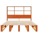 vidaXL Pat cu bibliotecă fără saltea maro ceruit 135x190 cm lemn masiv