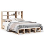 vidaXL Pat cu bibliotecă fără saltea, 140x190 cm, lemn masiv vidaXL Pat cu bibliotecă fără saltea, 140x190 cm, lemn masiv