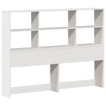 vidaXL Pat cu bibliotecă fără saltea, alb, 140x190 cm, lemn masiv vidaXL Pat cu bibliotecă fără saltea, alb, 140x190 cm, lemn masiv