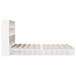 vidaXL Pat cu bibliotecă fără saltea, alb, 140x190 cm, lemn masiv vidaXL Pat cu bibliotecă fără saltea, alb, 140x190 cm, lemn masiv