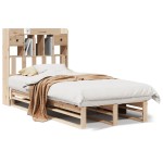 vidaXL Pat cu bibliotecă fără saltea, 90x200 cm, lemn masiv pin vidaXL Pat cu bibliotecă fără saltea, 90x200 cm, lemn masiv pin