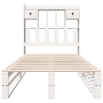 vidaXL Pat cu bibliotecă fără saltea, alb, 90x200 cm, lemn masiv pin vidaXL Pat cu bibliotecă fără saltea, alb, 90x200 cm, lemn masiv pin