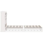 vidaXL Pat cu bibliotecă fără saltea, alb, 90x200 cm, lemn masiv pin vidaXL Pat cu bibliotecă fără saltea, alb, 90x200 cm, lemn masiv pin