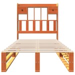 vidaXL Pat cu bibliotecă fără saltea, maro, 100x200 cm, lemn masiv pin vidaXL Pat cu bibliotecă fără saltea, maro, 100x200 cm, lemn masiv pin