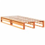vidaXL Pat cu bibliotecă fără saltea, maro, 100x200 cm, lemn masiv pin vidaXL Pat cu bibliotecă fără saltea, maro, 100x200 cm, lemn masiv pin