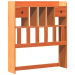 vidaXL Pat cu bibliotecă fără saltea, maro, 100x200 cm, lemn masiv pin vidaXL Pat cu bibliotecă fără saltea, maro, 100x200 cm, lemn masiv pin