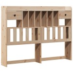 vidaXL Pat cu bibliotecă fără saltea, 140x200 cm, lemn masiv de pin