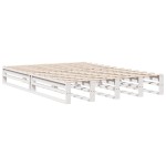 vidaXL Pat cu bibliotecă fără saltea, alb, 150x200 cm, lemn masiv pin