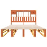 vidaXL Pat cu bibliotecă fără saltea maro 150x200 cm lemn masiv de pin