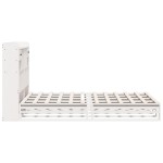 vidaXL Pat cu bibliotecă fără saltea, alb, 160x200 cm, lemn masiv pin